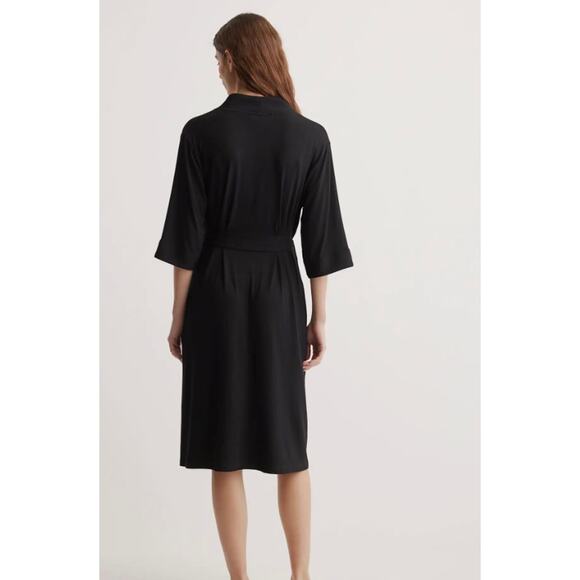 Quince Wm's Bamboo Luxury Soft Comfy Jersey Long  Robe Black  #86 - Picture 3 of 6